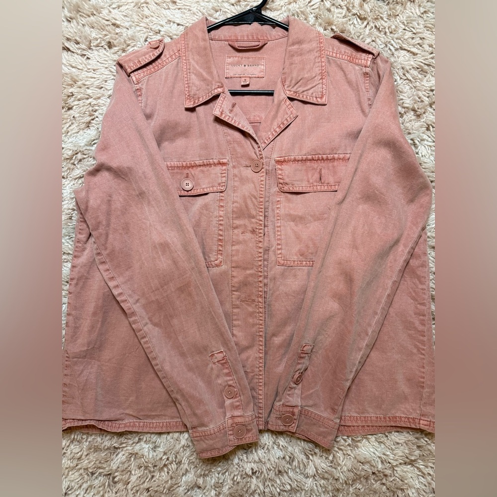 Lucky Brand Pink Button Up Shacket